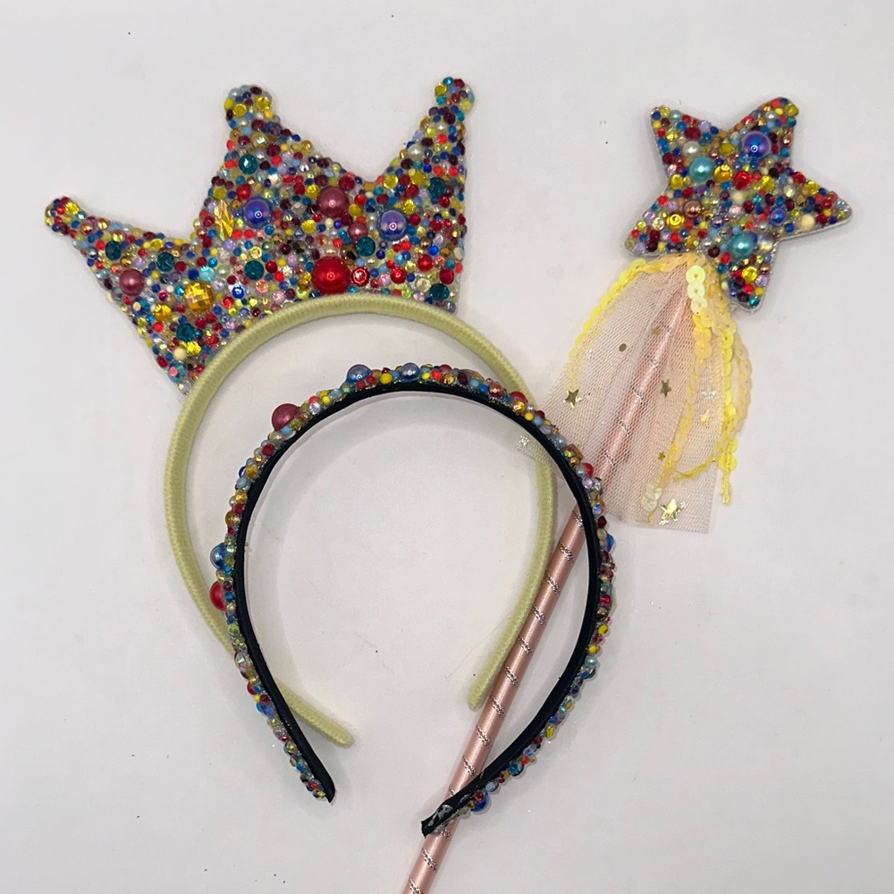 Snow White Inspired Rhinestone Tiara Wand and Headband